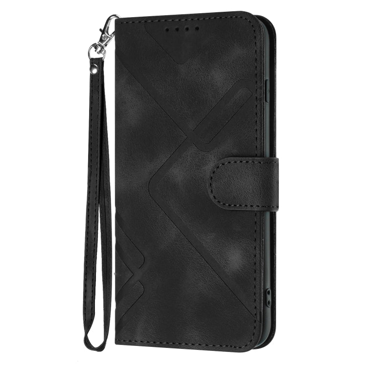 Line Pattern Skin Feel Leather Flip Phone Case - For Samsung Galaxy S23 Ultra - mosaccessories